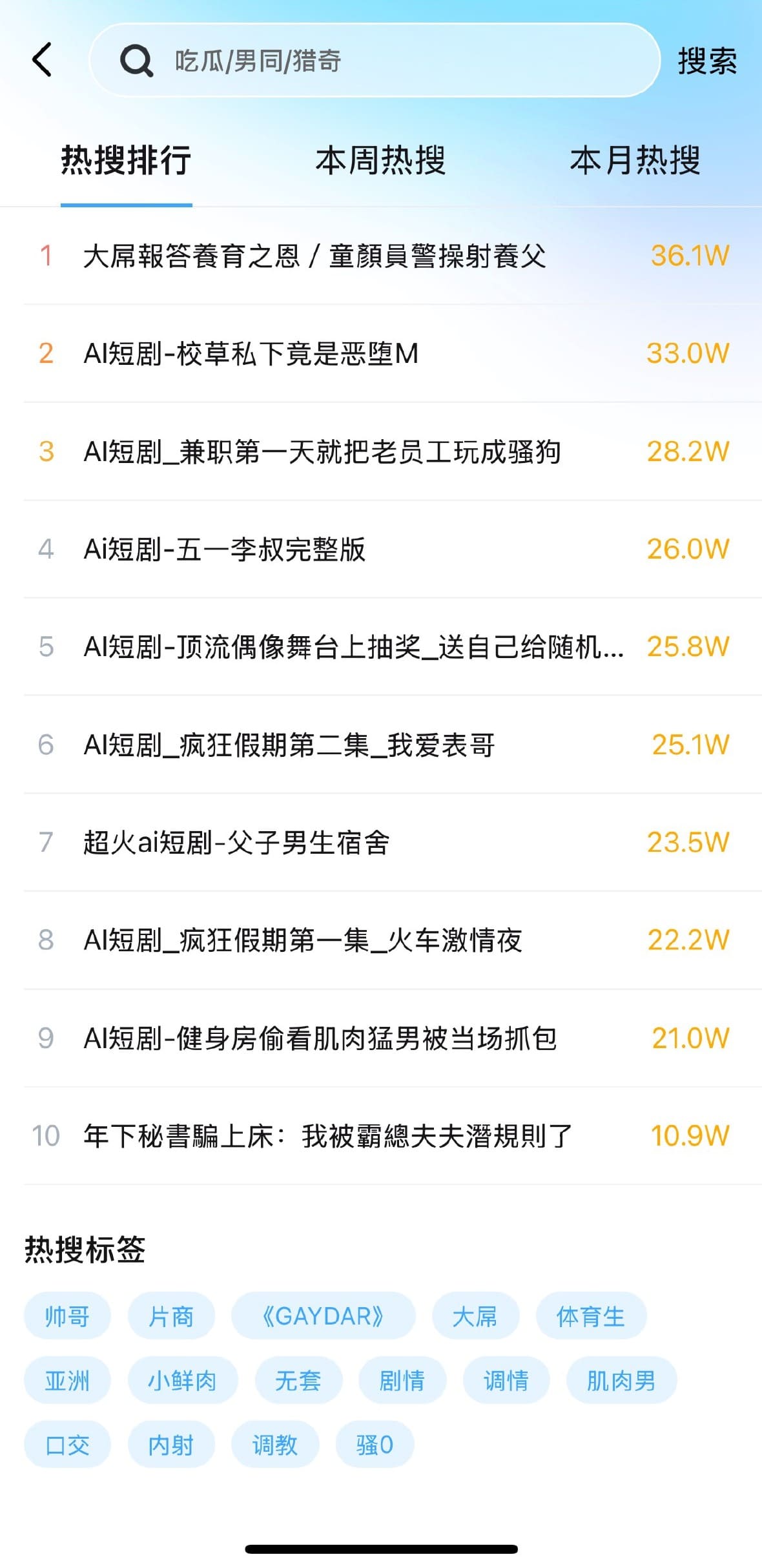 Blued小蓝官网搜索页面支持关键词快速检索视频